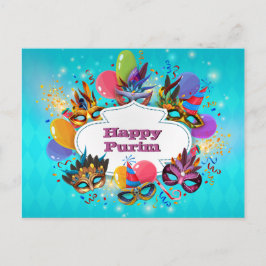 Postal Máscara colorida Happy Purim