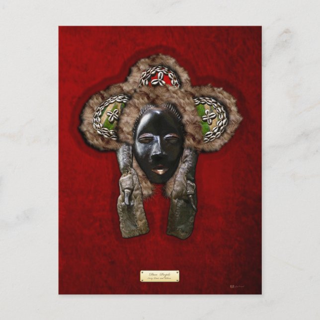 Postal Máscara Dan Dean-Gle sobre terciopelo rojo (Anverso)