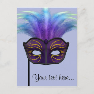 Postal Máscara de Carnaval de Purpura Disfrazada Arte de 