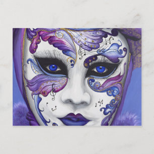 Postal Máscara de carnaval púrpura de PSOVART