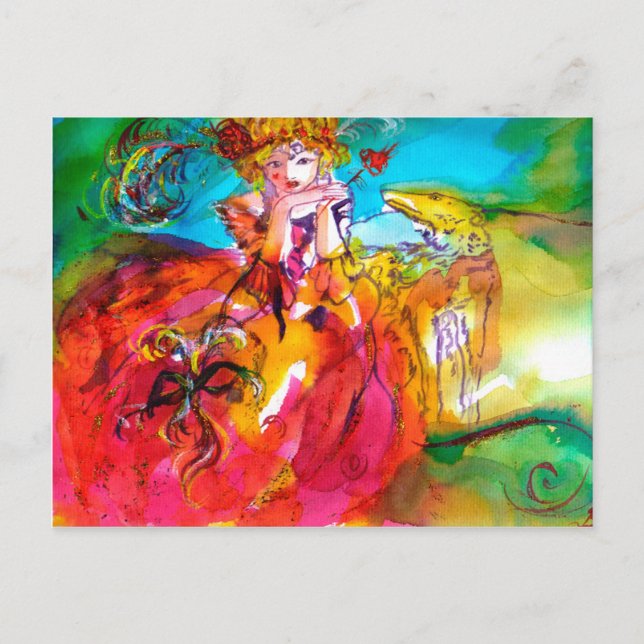 Postal Máscara de Carnaval veneciana de MIRANDOLINA (Anverso)