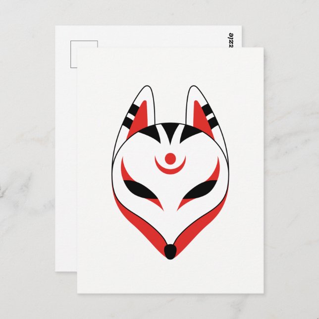 Postal Máscara de Fox de Kitsune (Anverso / Reverso)