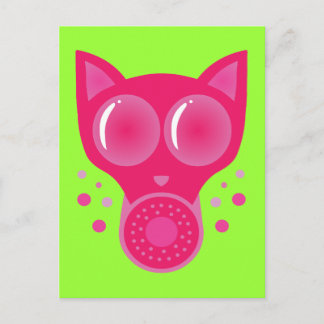 Postal Máscara de gas de gato rosa
