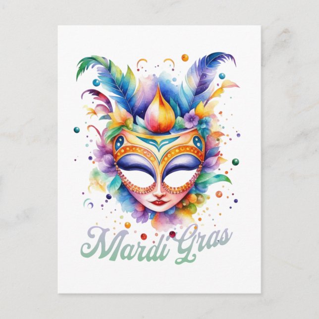 Postal Máscara de mardi gras acuáticas (Anverso)