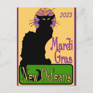 Postal Máscara de Mardi Gras Chat Noir, agregar texto Tar