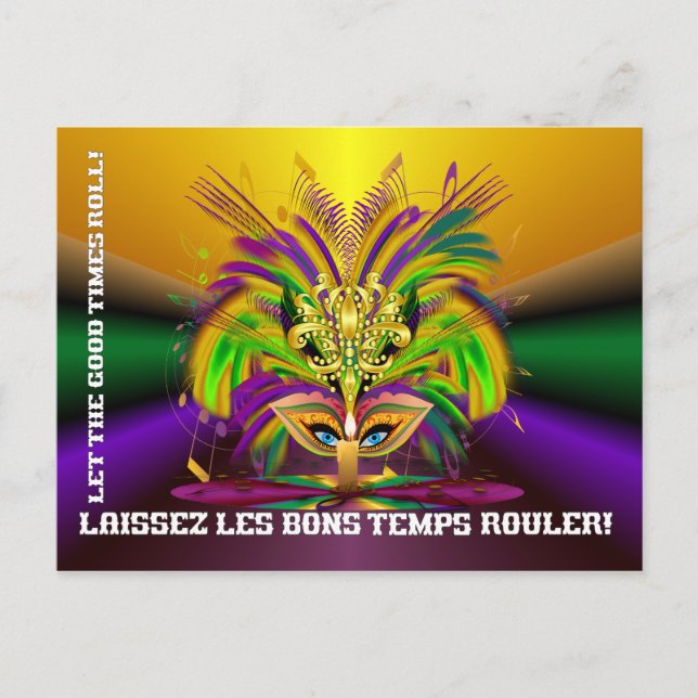 Postal Máscara de Mardi-Gras-La-Reina-V-4 (Anverso)