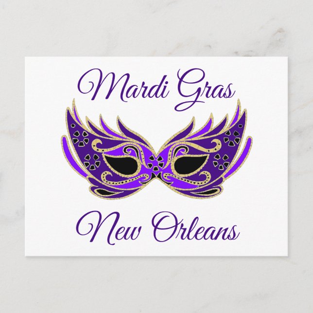 Postal Máscara de Mardi Gras Nueva Orleans (Anverso)