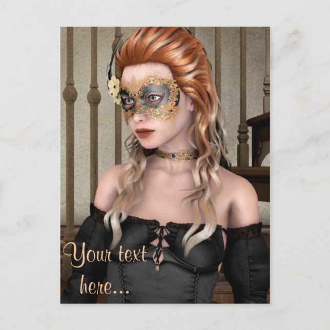 Postal Máscara de mascarada (Anverso)