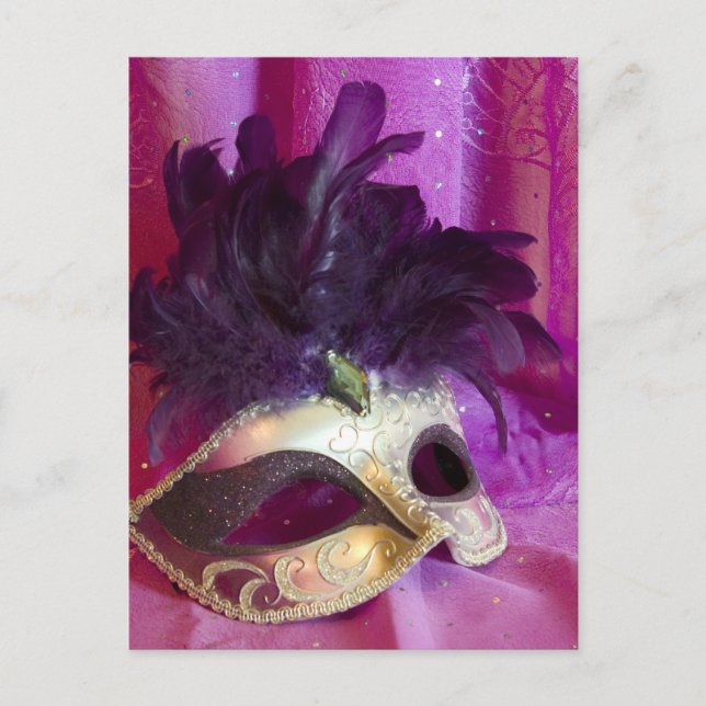Postal Máscara de mascarada púrpura (Anverso)