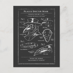 Postal Máscara de Médico de la Peste Blueprint