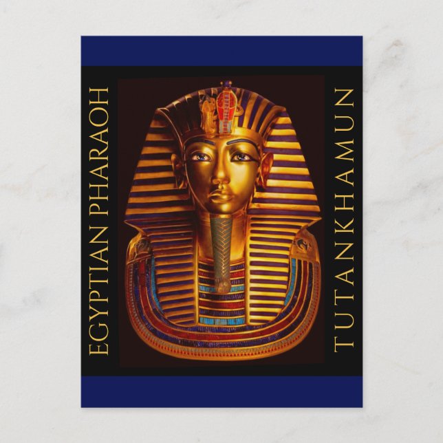 Postal Máscara de Oro del Rey Egipcio Tutankhamun (Anverso)