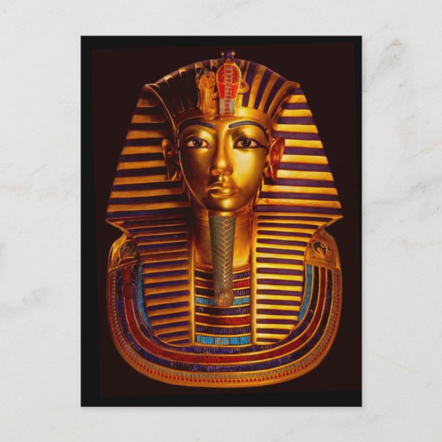 Postal Máscara de Oro Puro del Faraón Tutankhamun (Anverso)