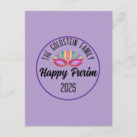 Máscara de plumas moradas de Purim Happy