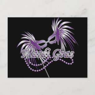 Postal Máscara de purple mardi gras