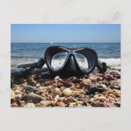 Postal Máscara de Scuba y Snorkel en la playa, Mar Rojo, 