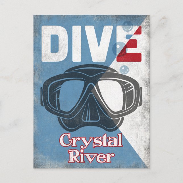 Postal Máscara de submarinismo Crystal River Vintage Scub (Anverso)