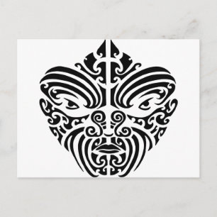 Postal Máscara de tatuaje tribal maorí