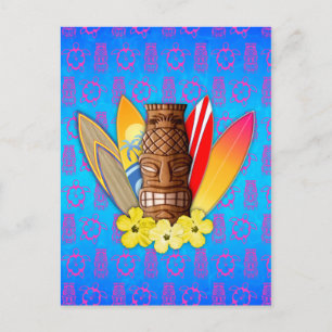 Postal Máscara De Tiki Y Surfboards