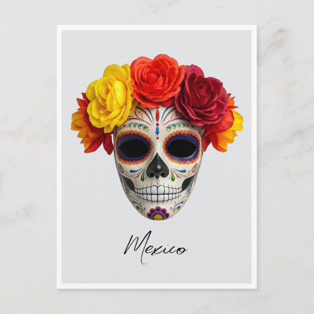 Postal Máscara del Día de los Muertos en México (Anverso)
