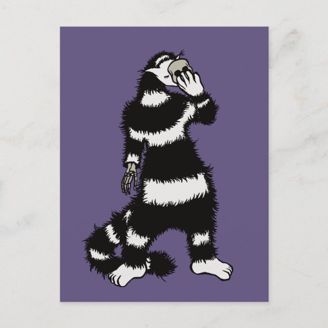 Postal Máscara Extraña de Cráneo de Gato Whimsical Gótico (Anverso)