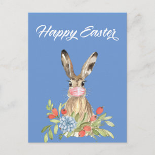 Postal Máscara facial Feliz Pascua 2021 Conejo de Cuarent