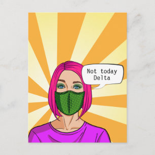 Postal Máscara Facial Pop Art 2021 Dama Delta Covid