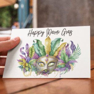 Postal Máscara Feliz de Mardi Gras