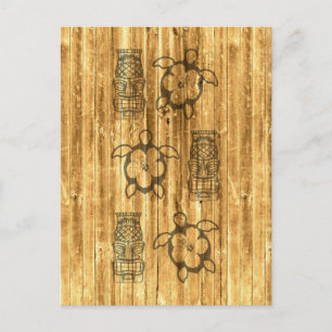 Postal Máscara Hawaiana Honu Y Tiki