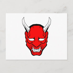 Postal Máscara Roja Japonesa Hannya