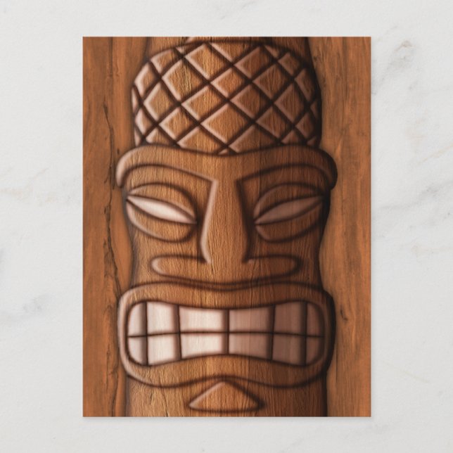 Postal Máscara Tiki de madera (Anverso)