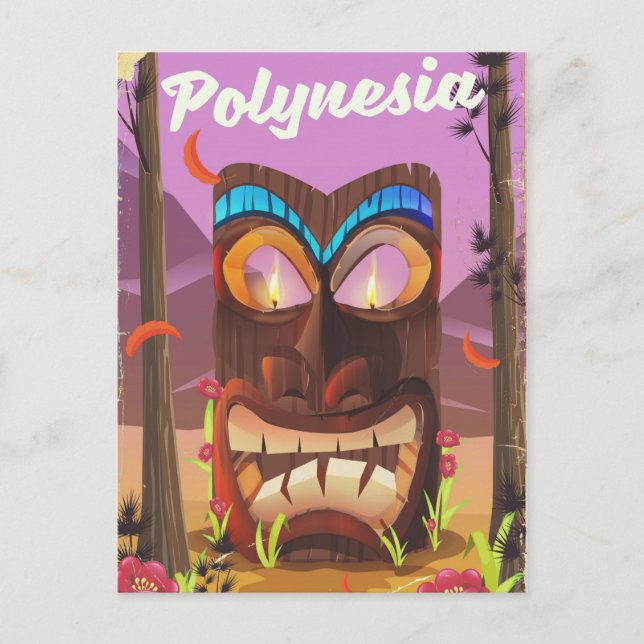 Postal Máscara Tiki de Polinesia (Anverso)