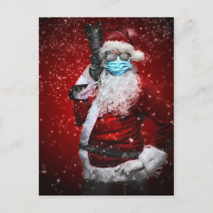 Postal Máscara Usando Santa Claus para Navidades