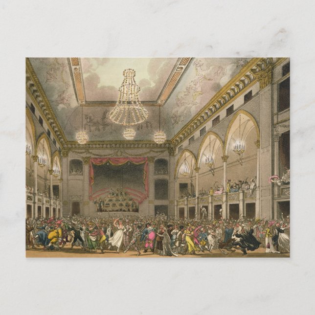 Postal Mascarada de Panteón del microcosmos de Ackermann (Anverso)