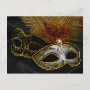 Postal Mascarada veneciana del carnaval de oro