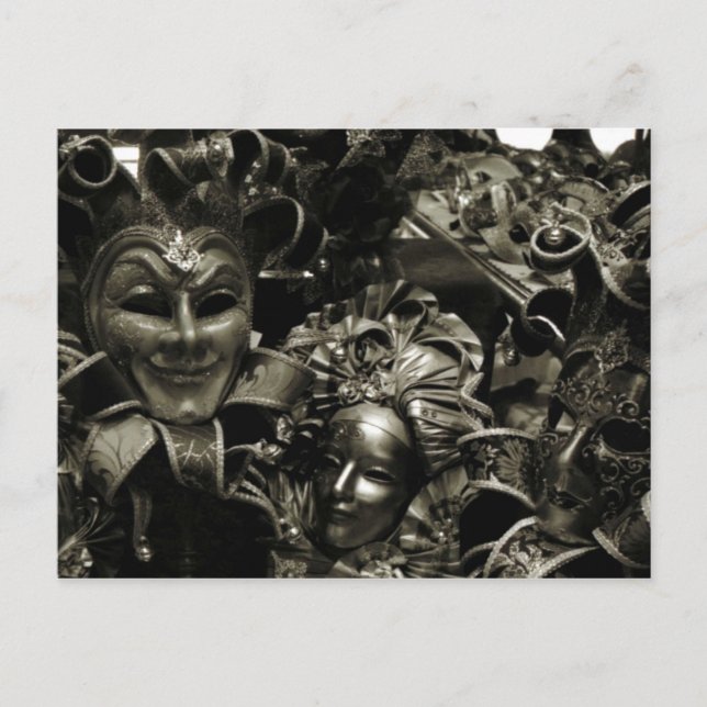 Postal Mascaradas góticas oscuras de máscaras negras (Anverso)
