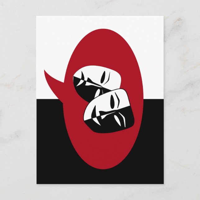 Postal Máscaras de humor y tragedia (Anverso)