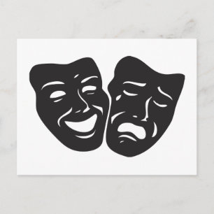 Postal Máscaras de teatro de tragedia de comedia