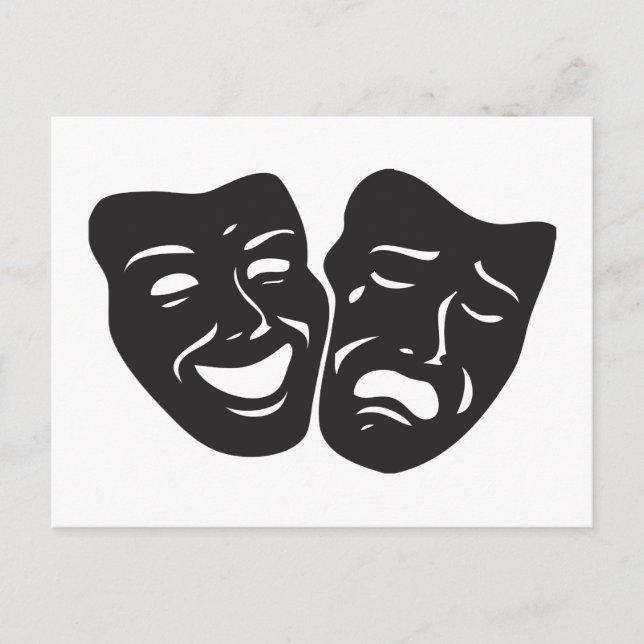 Postal Máscaras de teatro de tragedia de comedia (Anverso)