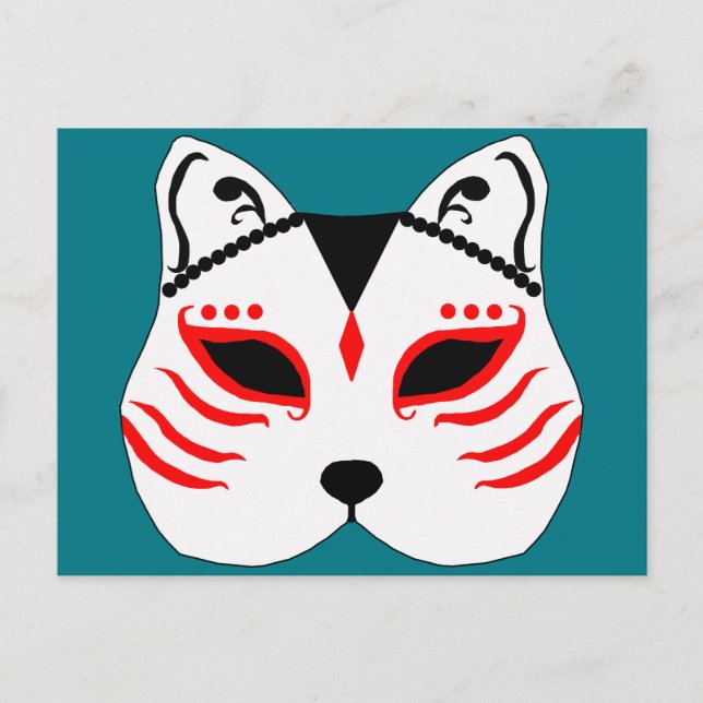 Postal Mascarilla de gato japonés (Anverso)