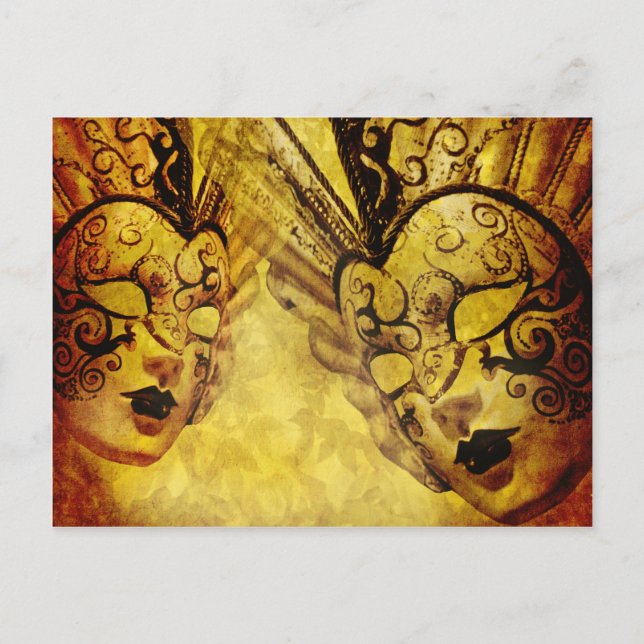 Postal Mascarillas venecianas de oro de época (Anverso)