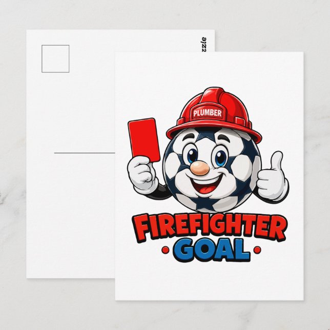 Postal Mascota Árbitro de Fútbol Bombero (Anverso / Reverso)