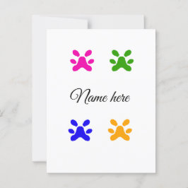 Postal Mascota colorido de garra de perro añada el nombre