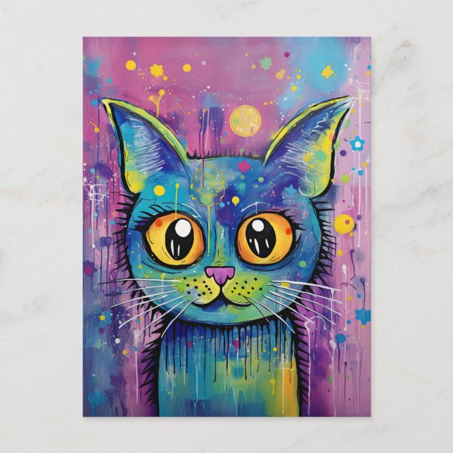 Postal Mascota de animales mixto de gato kitty gracioso (Anverso)