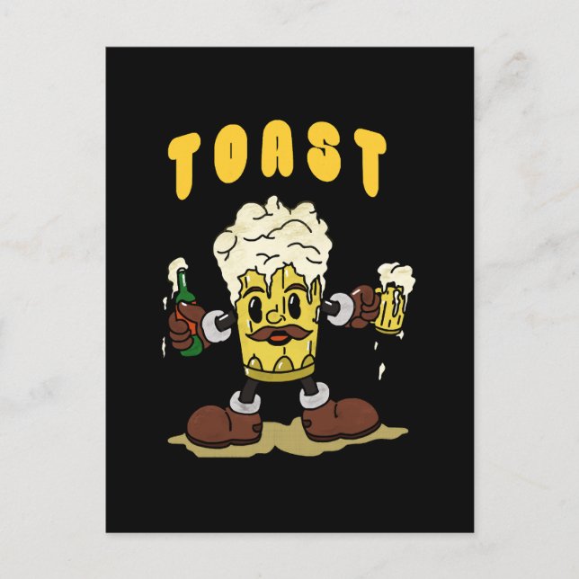 Postal Mascota de brindis con cerveza (Anverso)