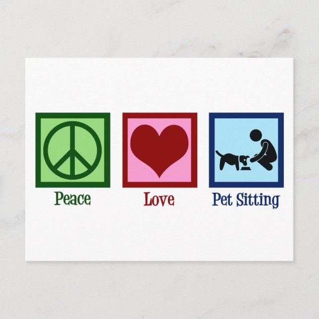 Postal Mascota de Paz Amor Sitting Dog Walking Service (Anverso)