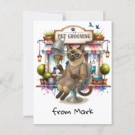 Postal Mascota de peluquería de gato Estilo de acuarela d