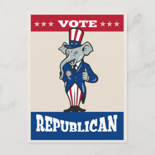 Postal Mascota elefante republicana lanza una paliza a la