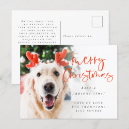 Postal Mascota personalizado Foto Feliz Navidad