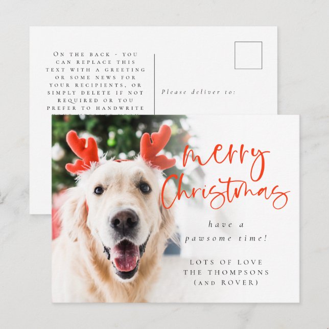 Postal Mascota personalizado Foto Feliz Navidad (Anverso / Reverso)
