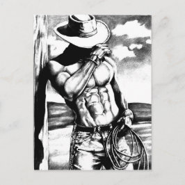 Postal Masculine Western Cowboy, Bella Artes de mano